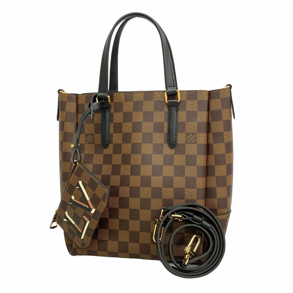 Louis Vuitton Damier Belmont NV Handbag Black Ebene Brown Bag